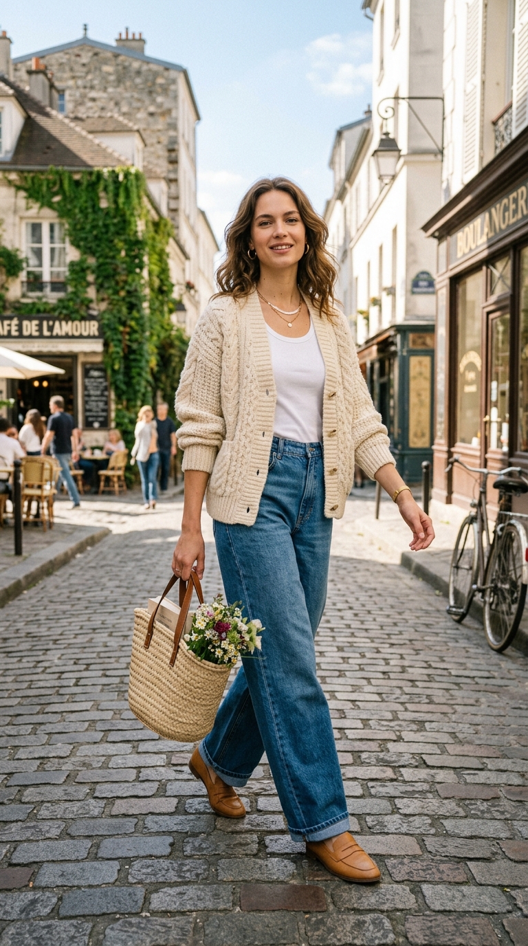 2. Dark Indigo Wide-Leg Jeans: Elongating Casual Proportions