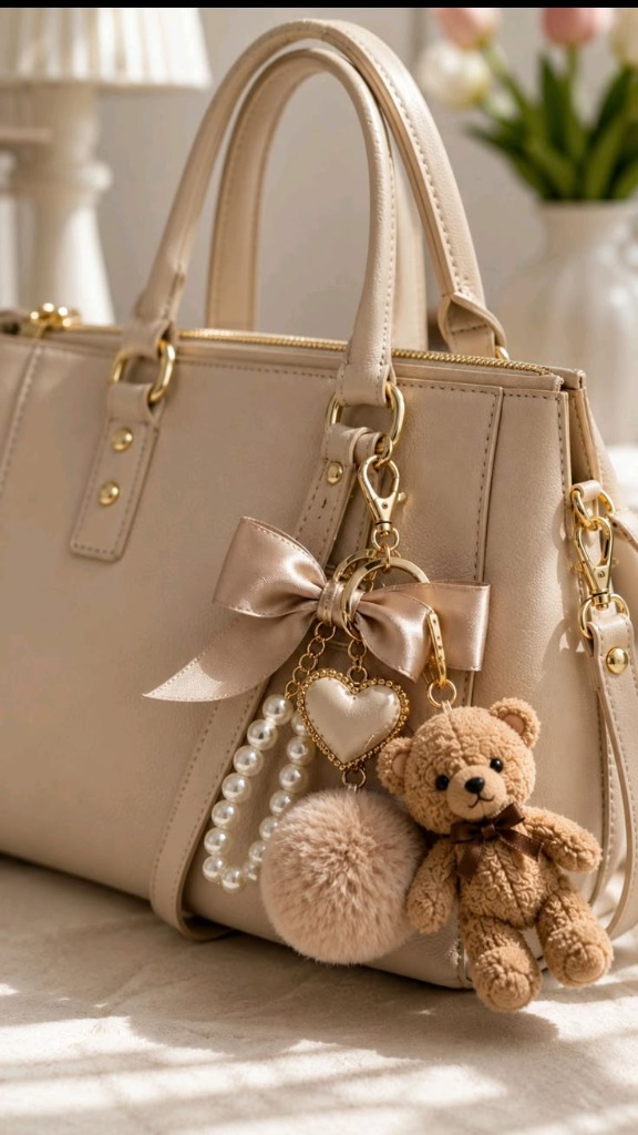 The Bag Charm Trend: How to Style Pearls, Ribbon Bows & Plush Charms on Designer Handbags